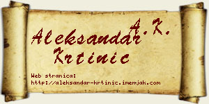 Aleksandar Krtinić vizit kartica